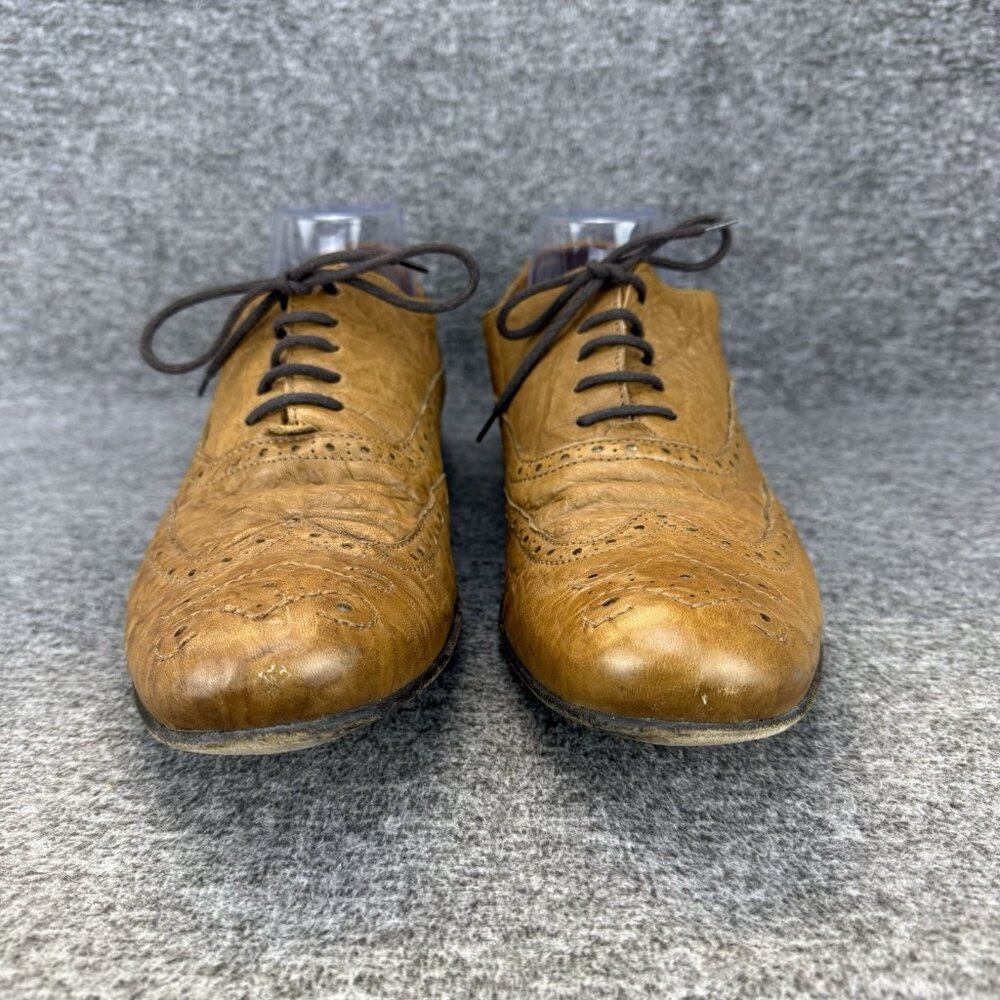 ✅ Mens 9 Aldo Oxfords Soft Brown Leather Wingtip Embroidered Lace Up Dress Shoes - Picture 6 of 11